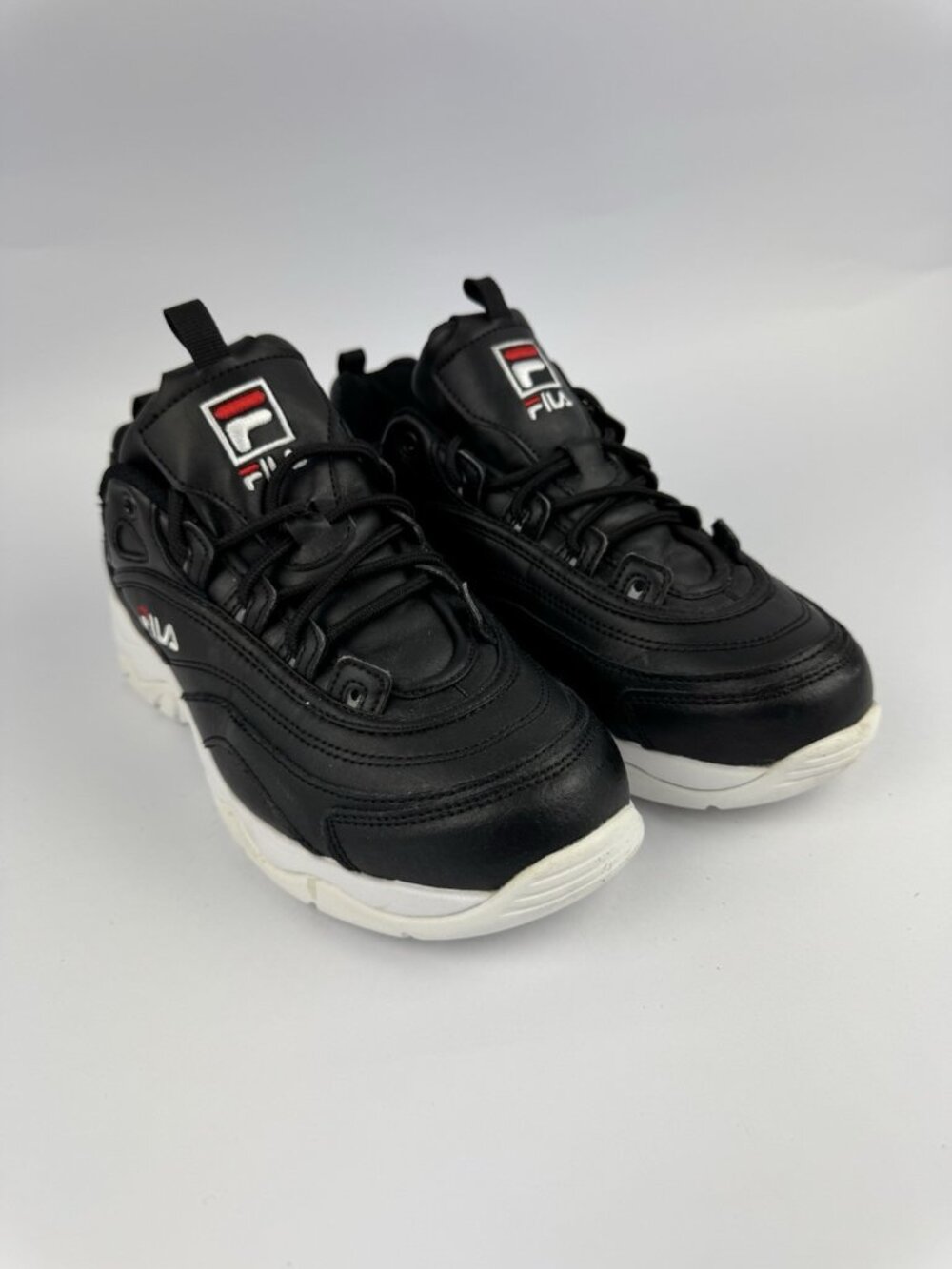FILA Women's Disruptor Black/White Chunky Sneakers Size 10 Athletic Shoes